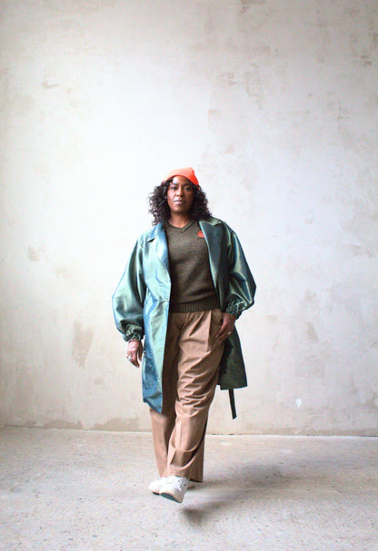 Edit Trench with Lightweight Tafetta Ocean Sizes XS-3X #CTEOC