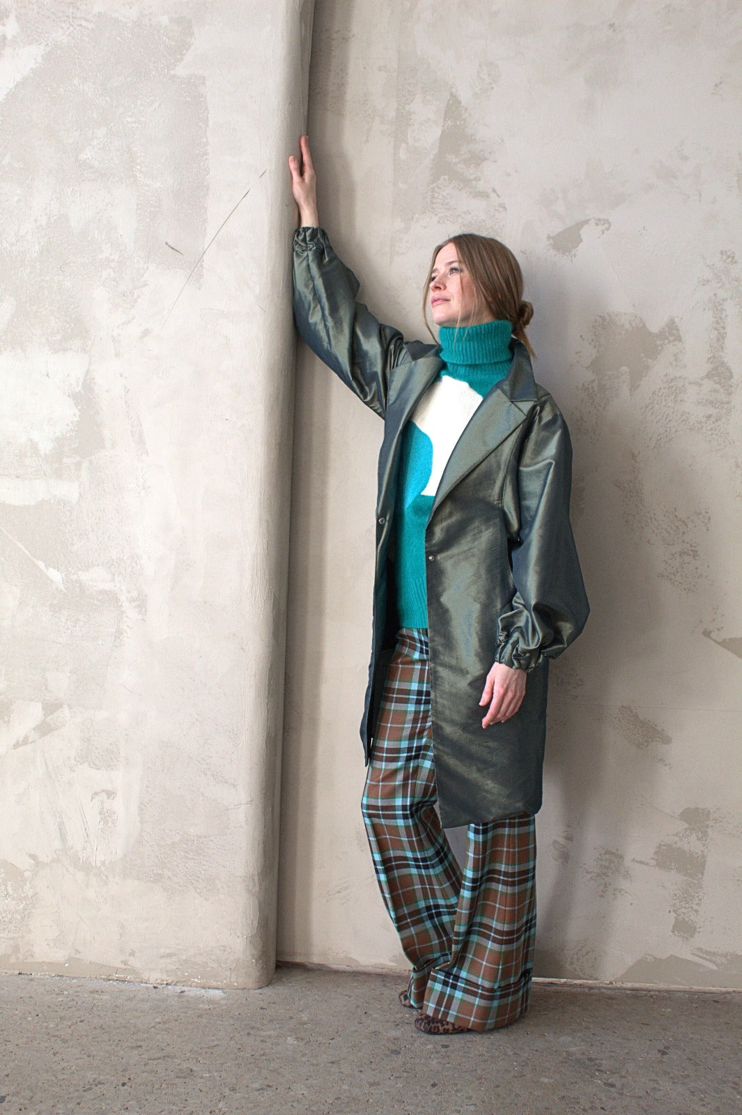 Edit Trench with Lightweight Tafetta Ocean Sizes XS-3X #CTEOC