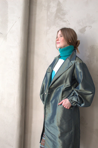 Edit Trench with Lightweight Tafetta Ocean Sizes XS-3X #CTEOC