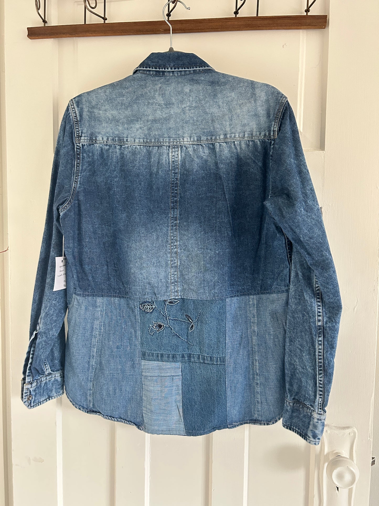 Upcycled Modern Workwear Denim Shirt - Circle Series Size M/L #DBML6