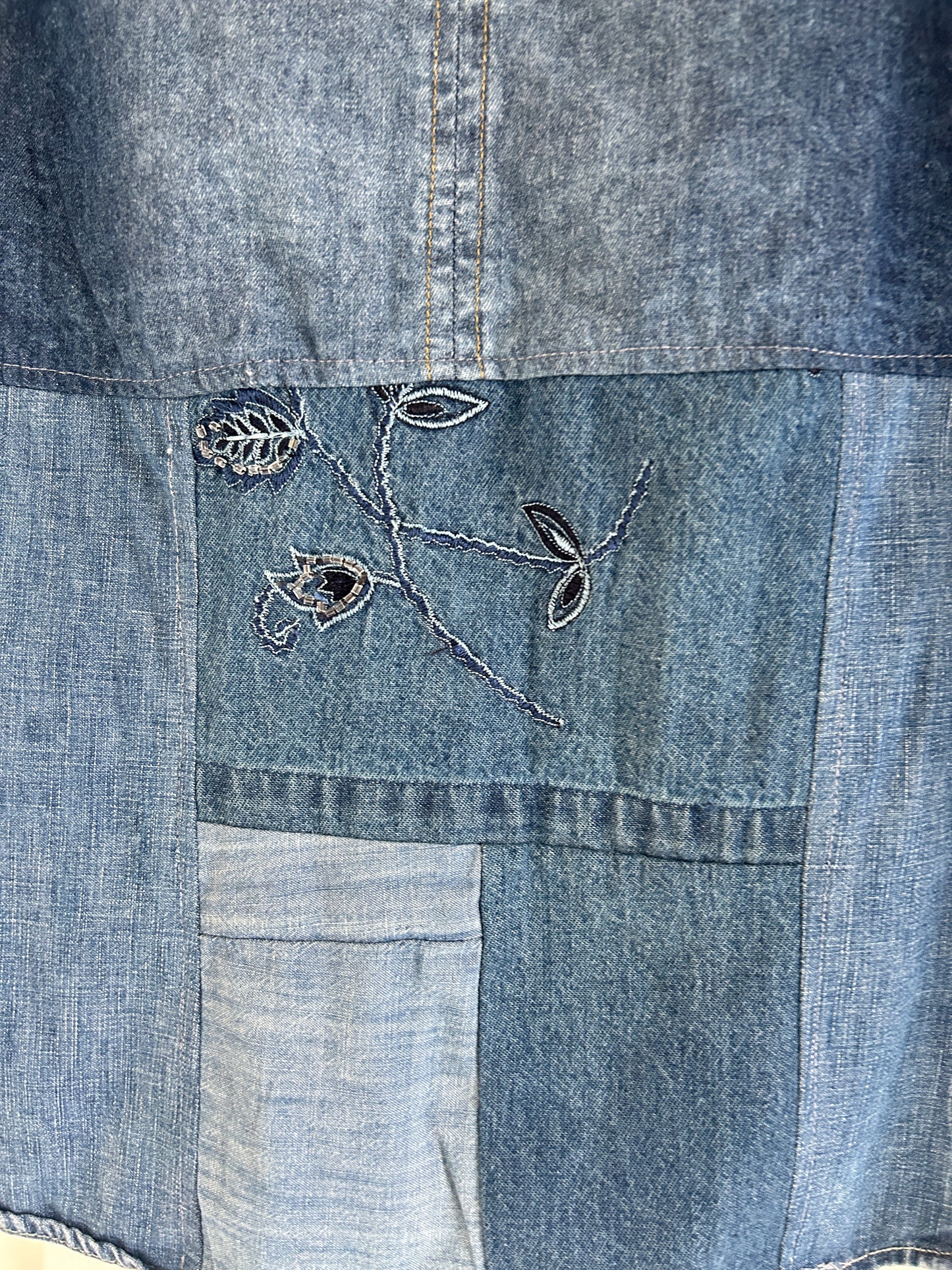 Upcycled Modern Workwear Denim Shirt - Circle Series Size M/L #DBML6