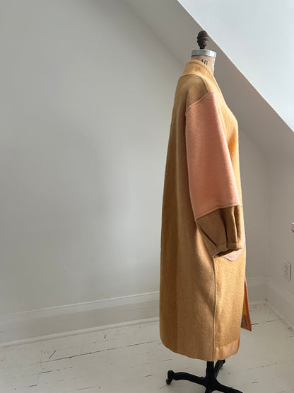 Vivianne Duster with Upcycled Vintage Wool Blanket & Leather & Wooden Toggles Size M/L #CVDWML13