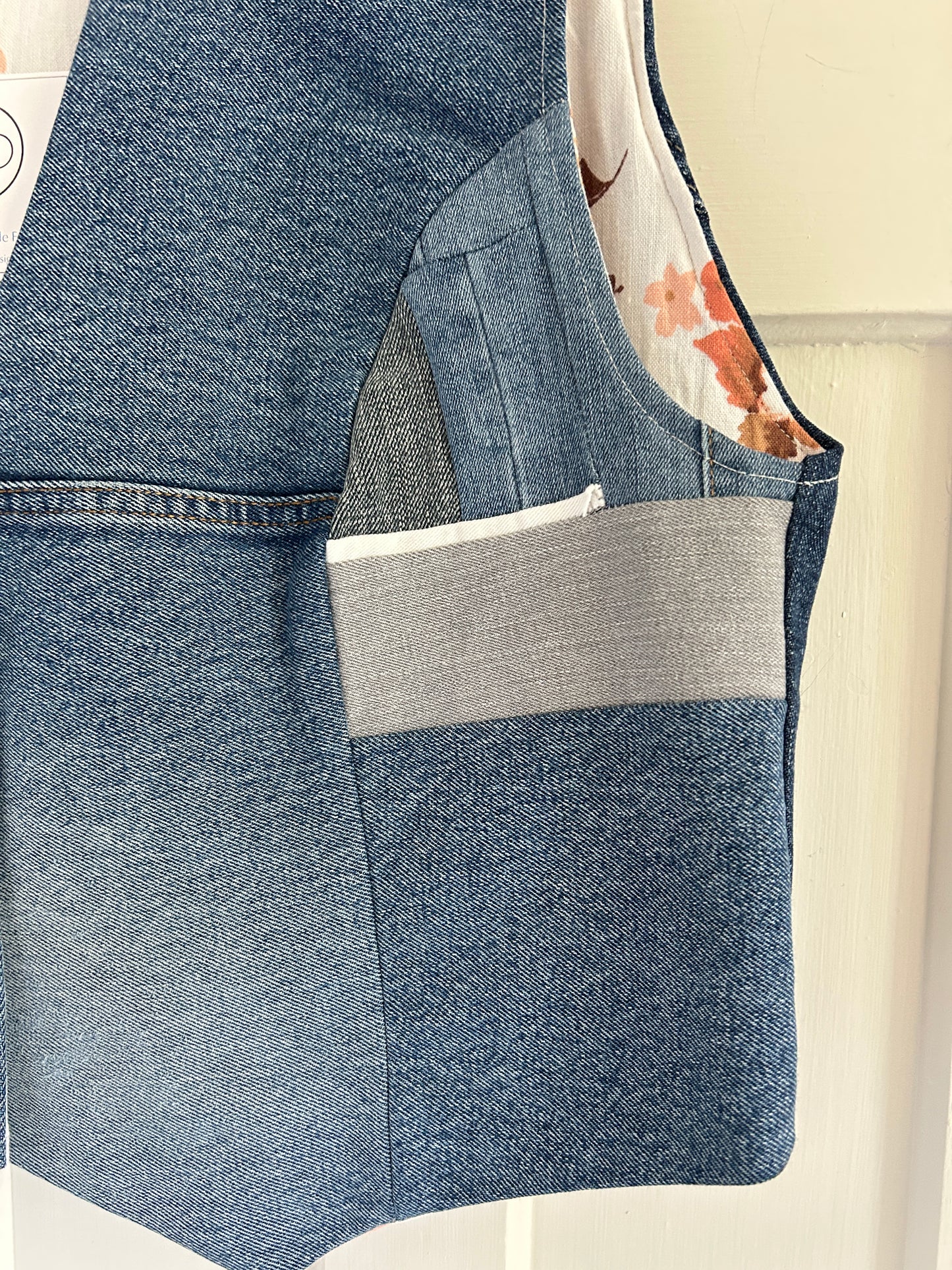 Leni Reclaimed Patchwork Denim Vest with Cotton Lining 2X #LENI11