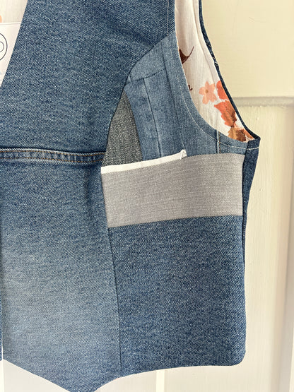 Leni Reclaimed Patchwork Denim Vest with Cotton Lining 2X #LENI11