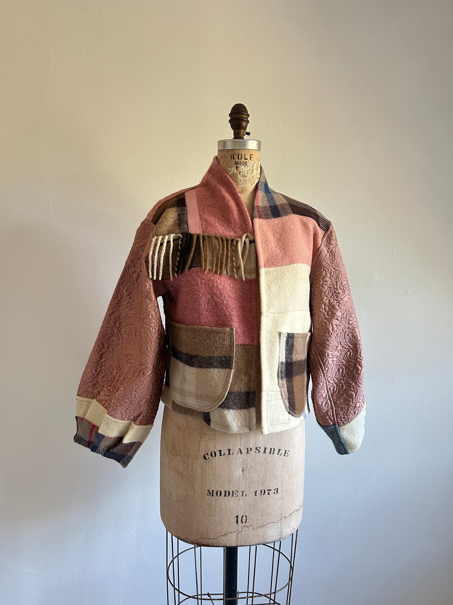 Vivianne Cropped Jacket with Upcycled Vintage Wool Size S/M #CVCWSM22