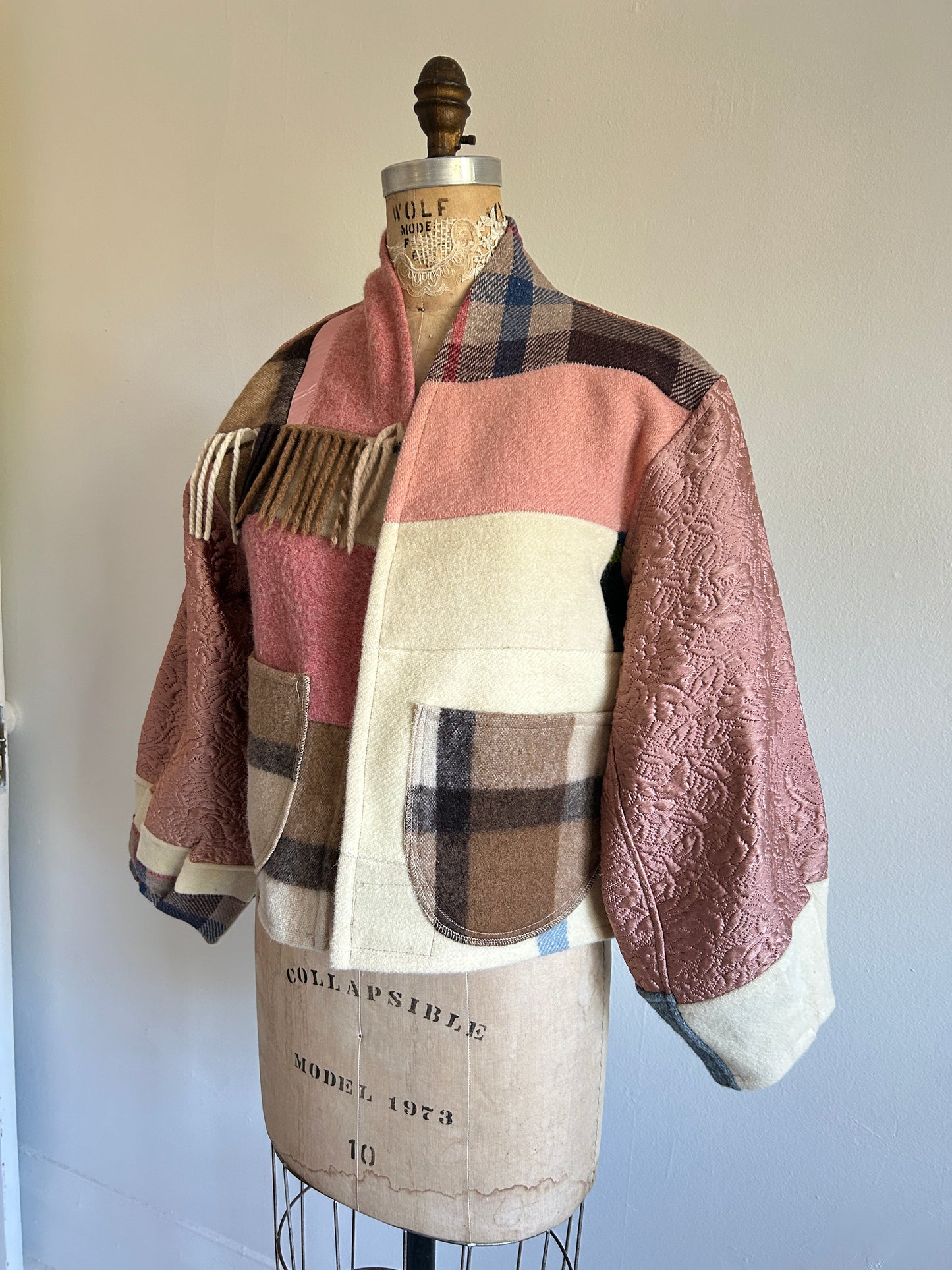 Vivianne Cropped Jacket with Upcycled Vintage Wool Size S/M #CVCWSM22