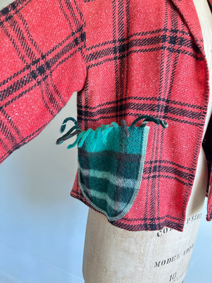 Vivianne Cropped Jacket with Upcycled Vintage Wool Size M/L #CVCWML7