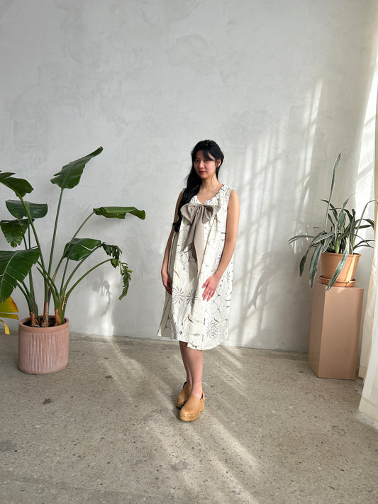 Marlowe Midi Dress with Upcycled Vintage Cut Lace Cotton O/S # MAR5