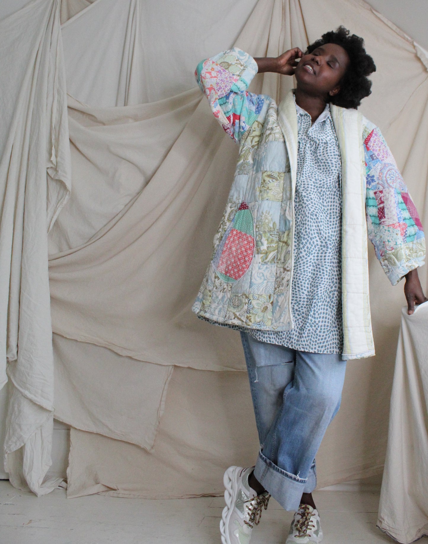 Vivianne Jacket Upcycled Vintage Quilt Size M/L #VIVQ4