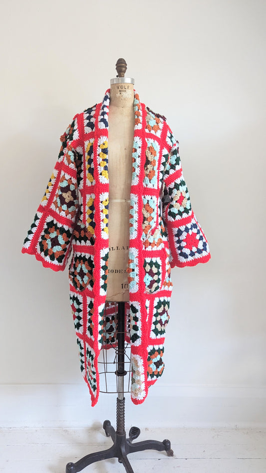 Vivianne Jacket with Upcycled Granny Square Afghan  Size S/M #VIVA1