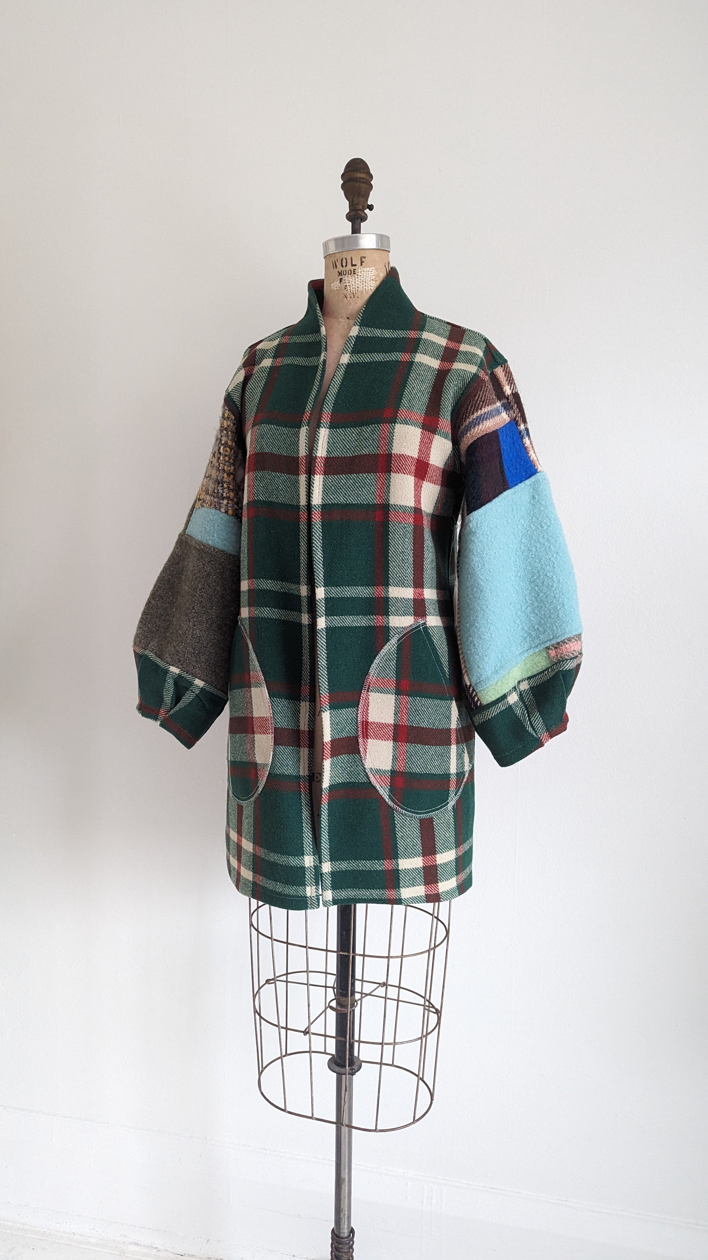 Vivianne Jacket with Upcycled Vintage Patchwork Wool Size S/M
