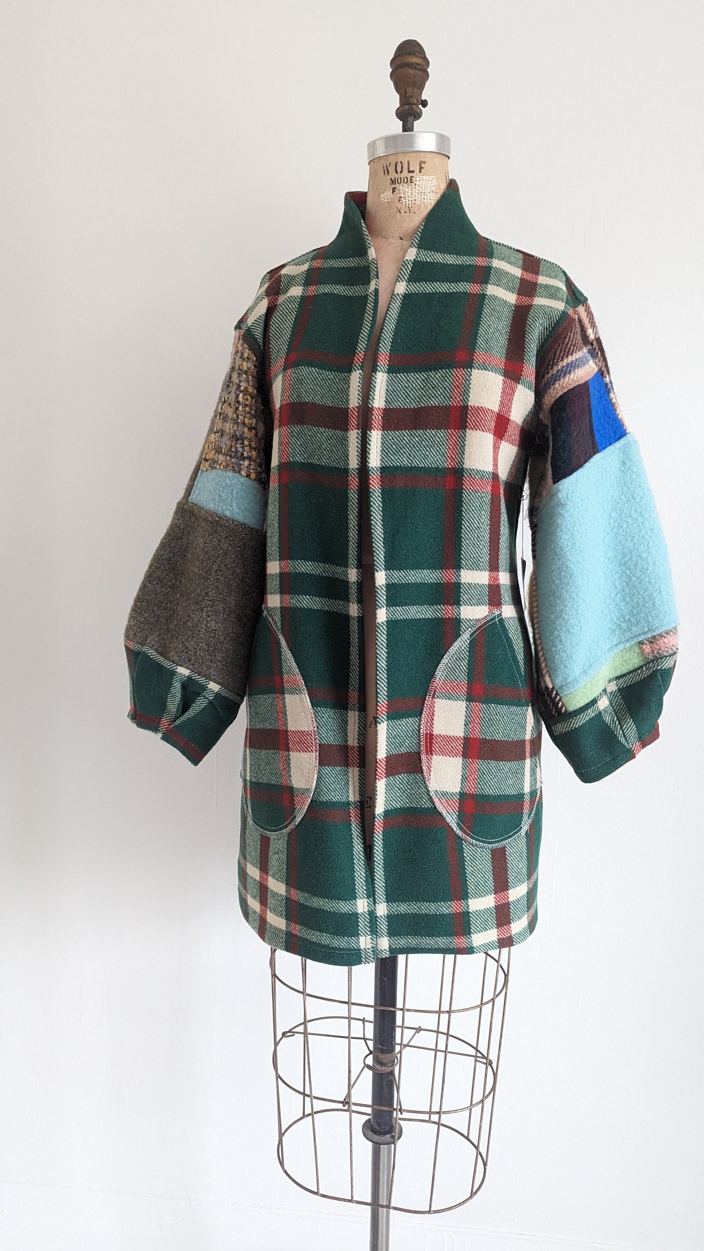 Vivianne Jacket with Upcycled Vintage Patchwork Wool Size S/M #VIVW24