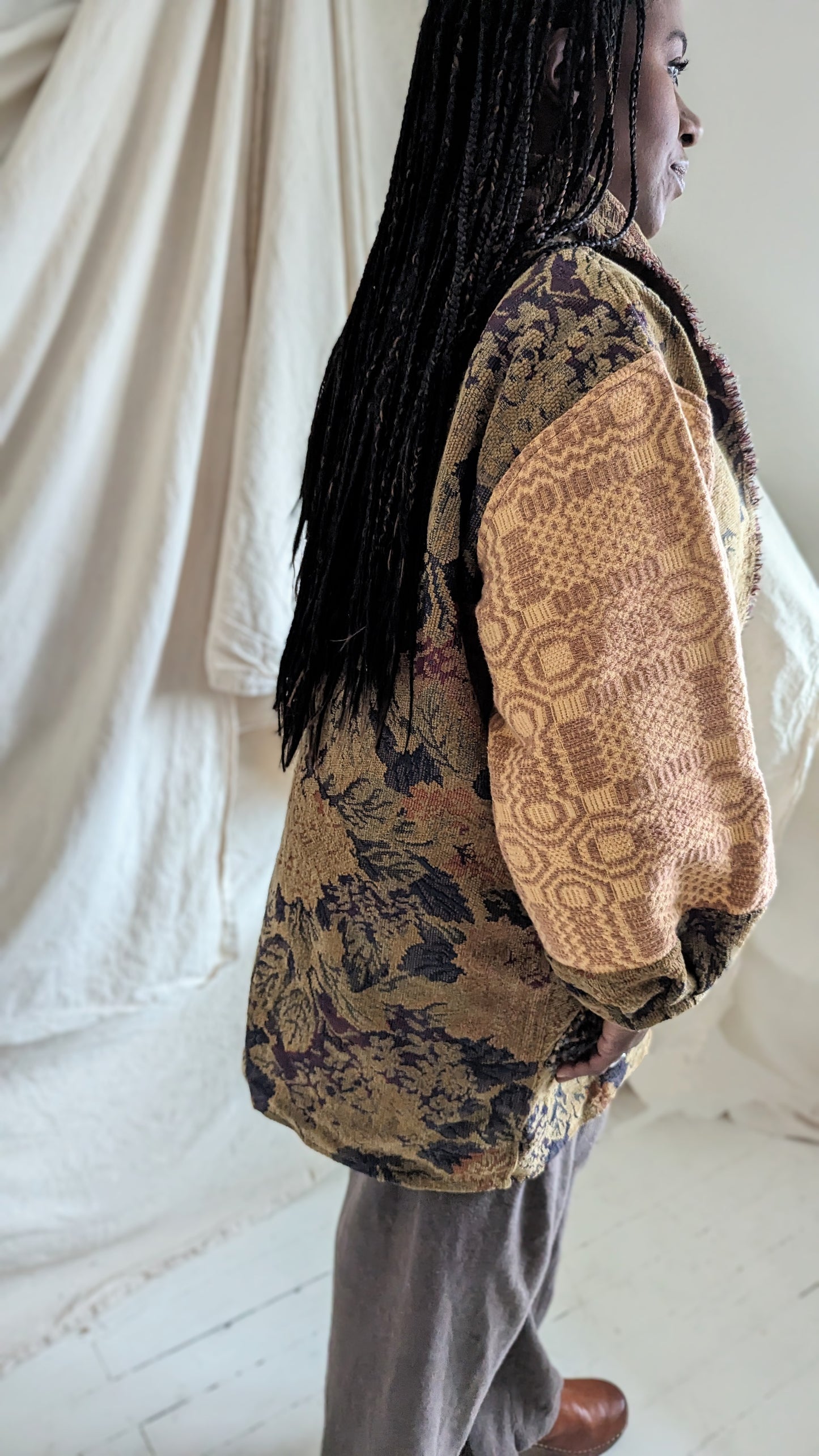 Vivianne Jacket with Upcycled Throw Blanket & Tapestry Size 2X/3X #VIVT12