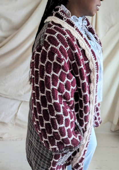 Vivianne Jacket with Upcycled Afghan & Tweed Size XL/2X #VIVA4