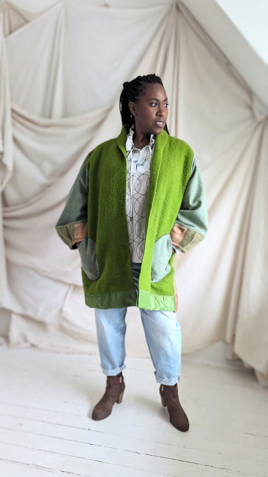 Vivianne Jacket with Upcycled Vintage Wool Blankets Size 2X/3X #VIVW4