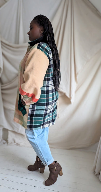 Inga Jacket with Upcycled Vintage Wool Blankets XL/2X #INGA10
