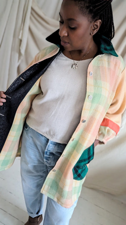 Inga Jacket with Upcycled Vintage Wool Blankets XL/2X #INGA10