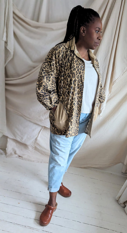 Inga Jacket with Upcycled Leopard Print Cotton 2X/3X #INGA11