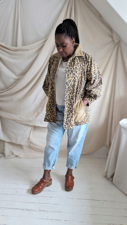 Inga Jacket with Upcycled Leopard Print Cotton 2X/3X #INGA11