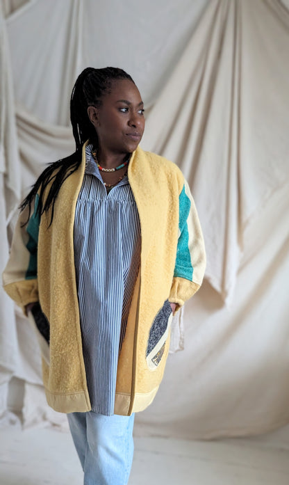 Vivianne Jacket with Upcycled Vintage Hudson Bay Company Wool Blanket Size 2X/3X #VIVW28