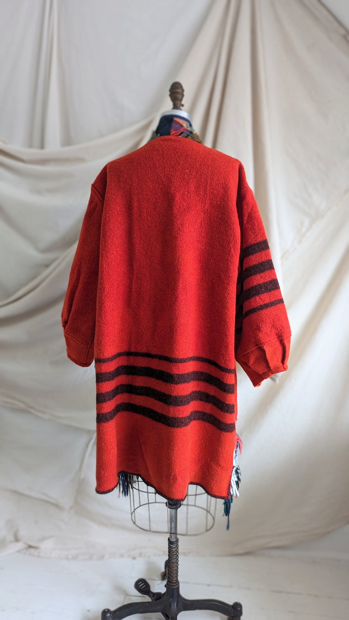 Vivianne Jacket with Upcycled Vintage Patchwork & Fringe Wool Size 2X/3X #VIVW15