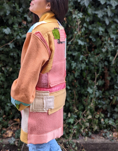 Vivianne Duster with Raw Edged Patchwork Upcycled Vintage Wool Size S/M #VIVW32