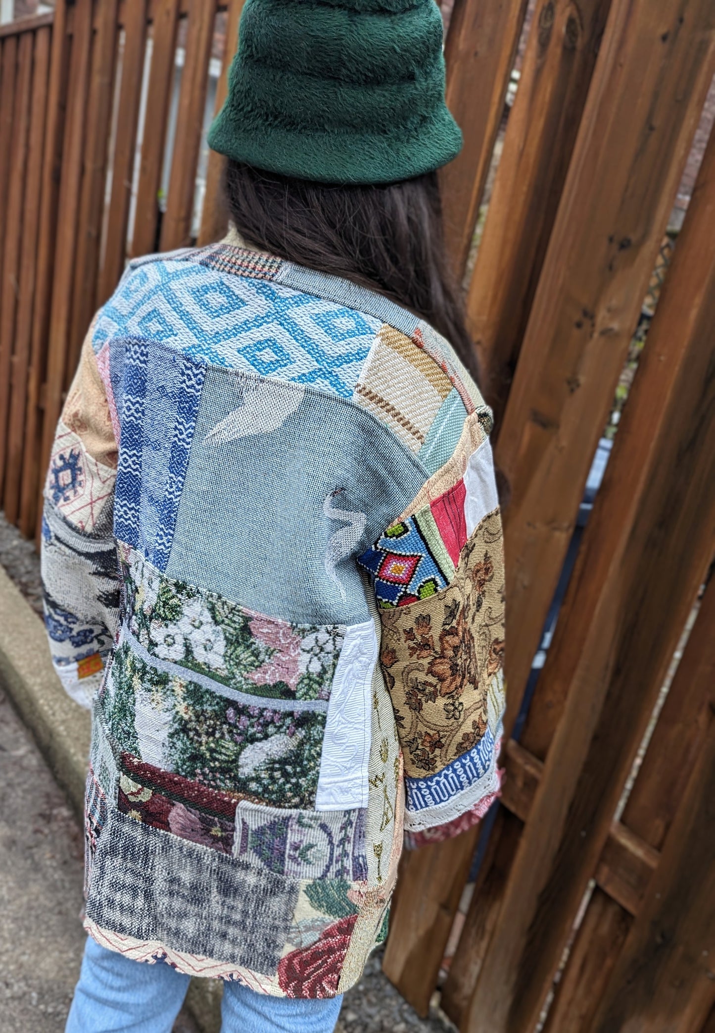 Vivianne Jacket with Upcycled Woven Throw Patchworked Size XS/S #VIVT15
