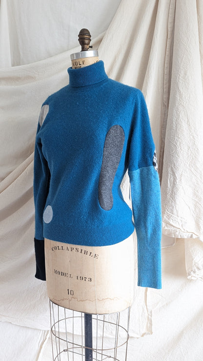 Abstract Art Patched Upcycled Cashmere Sweater  XS/S #ART19