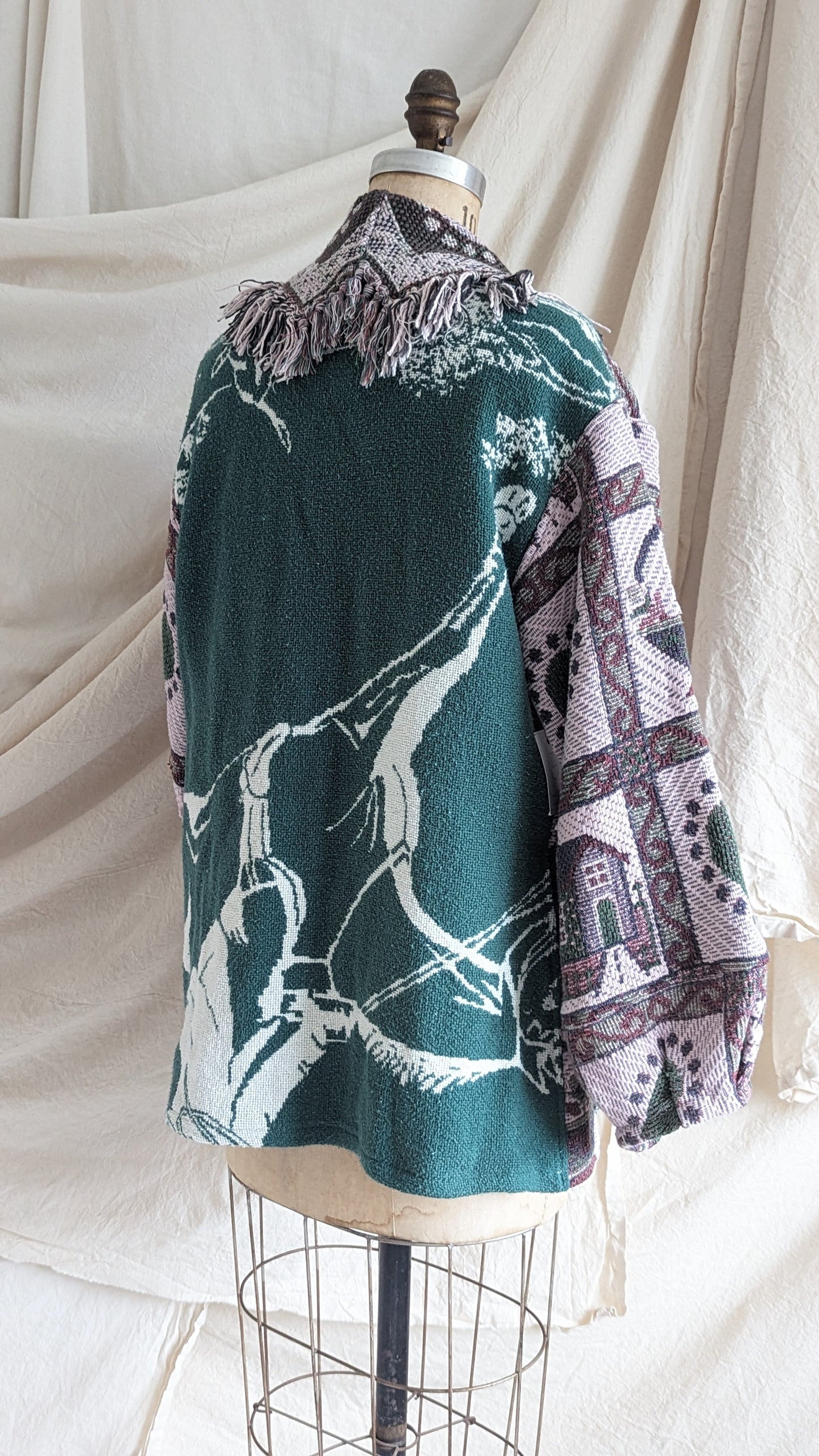 Vivianne Jacket with Upcycled 90s Cotton Throw Blankets Size XS/S #VIVT14