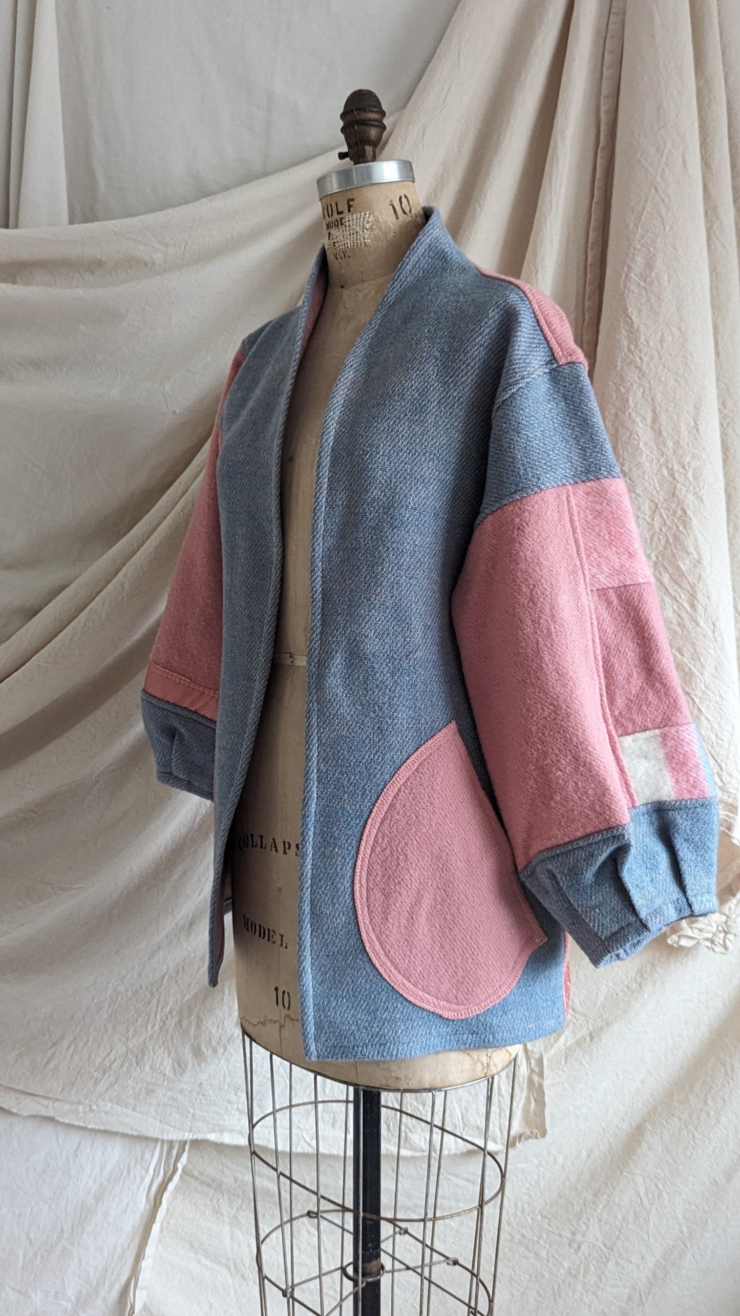 Vivianne Jacket with Upcycled Vintage Wool Blanket Patchwork Size XS/S #VIVW35
