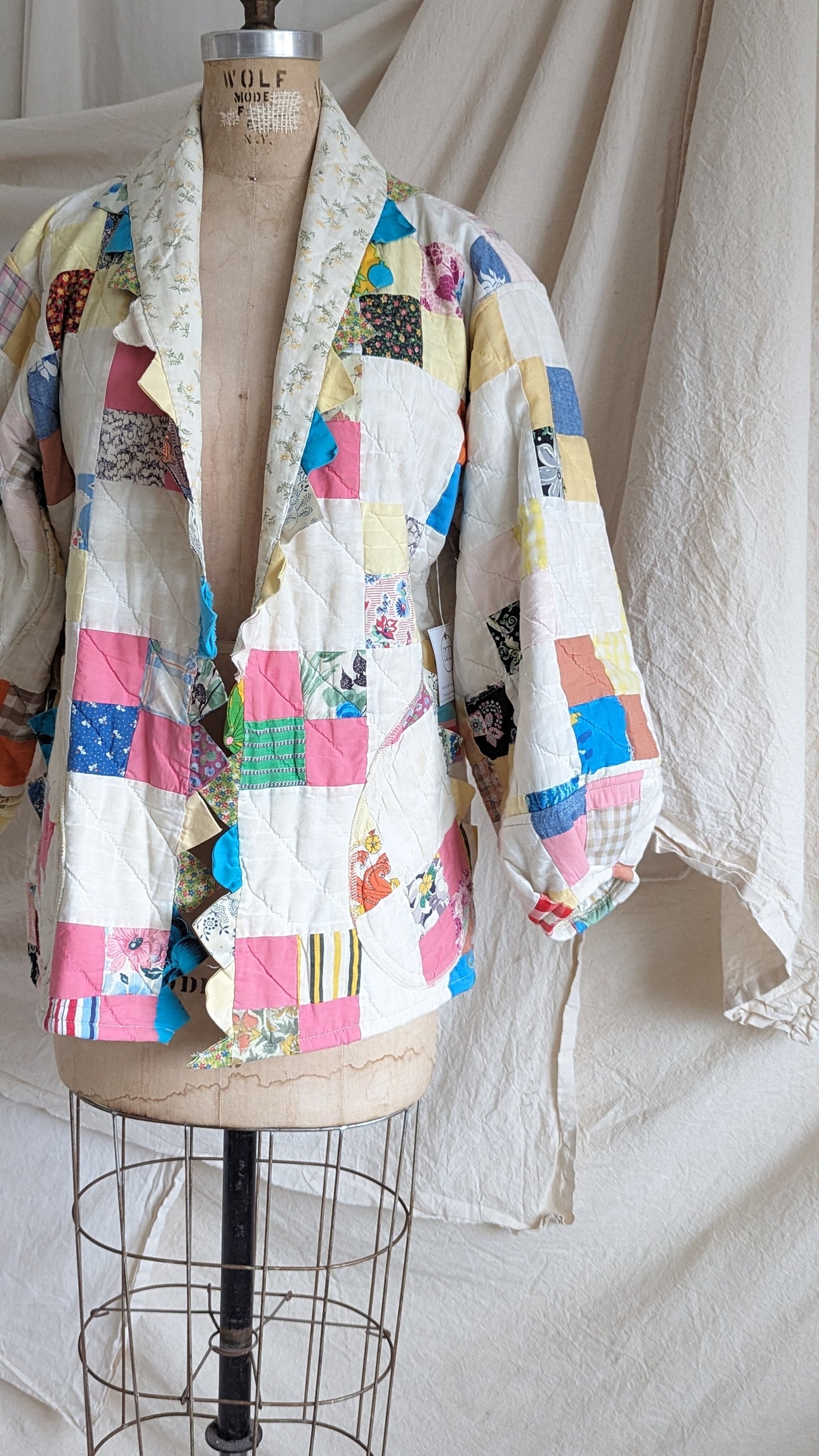 Vivianne Jacket Upcycled Vintage Handmade Quilt  Size S/M #VIVQ6