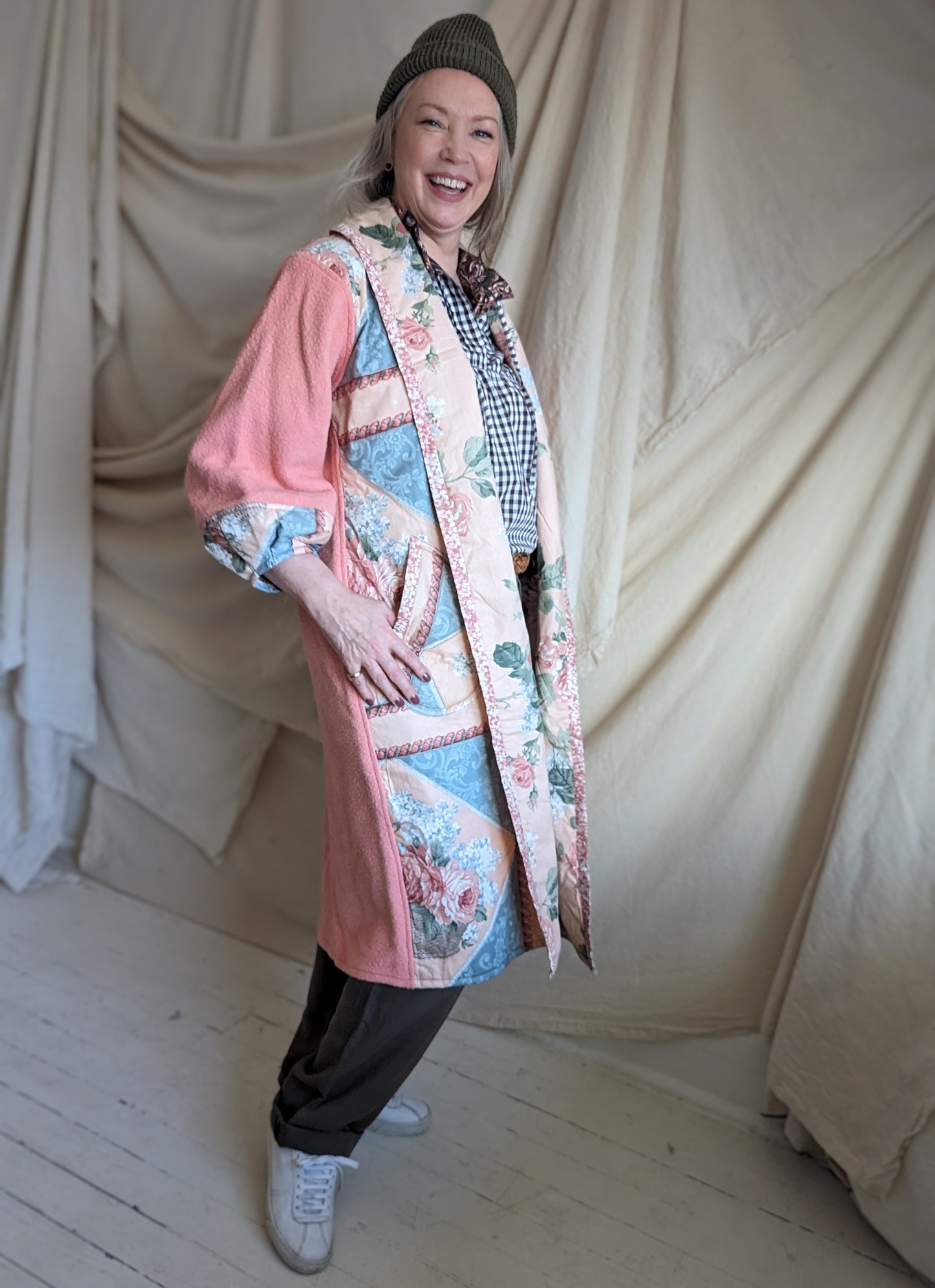 Vivianne Jacket Upcycled Vintage Quilt & Wool Blanket Size M/L #VIVQ11