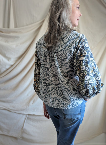 Meg Top with Upcycled Fabrics M/L #MEGTOP16