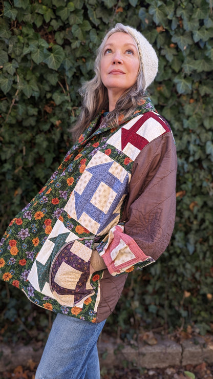 Vivianne Blazer Upcycled Hand Stitched Vintage Quilt Size 2X/3X #VIVQ9