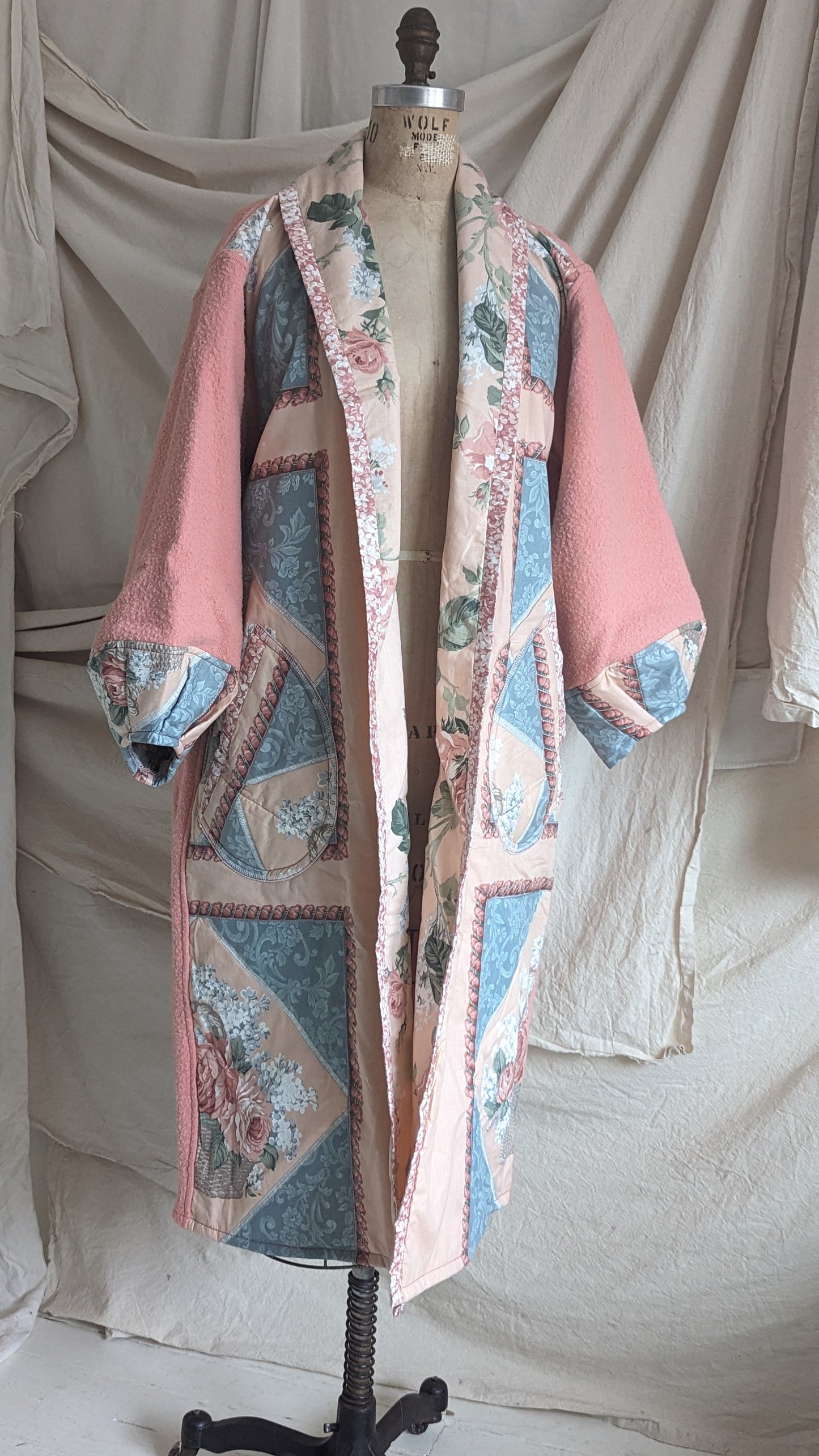 Vivianne Jacket Upcycled Vintage Quilt & Wool Blanket Size M/L #VIVQ11
