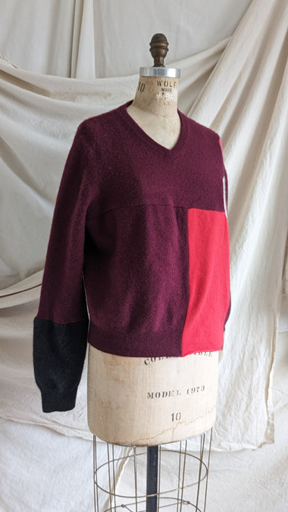 Abstract Art Patched Upcycled Cashmere Sweater XL #ART26