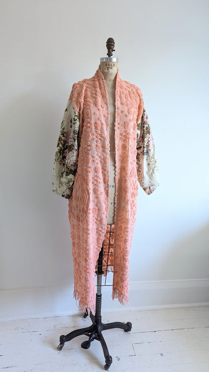 Vivianne Duster with Patchwork Upcycled Vintage Chenille Size M/L #VIVCH9