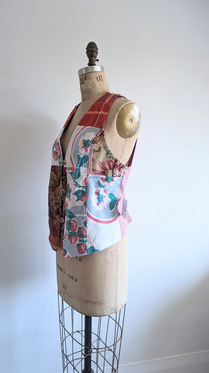 Margo Vest with Patchworked Upcycled Textiles XS/S #MARGOV2