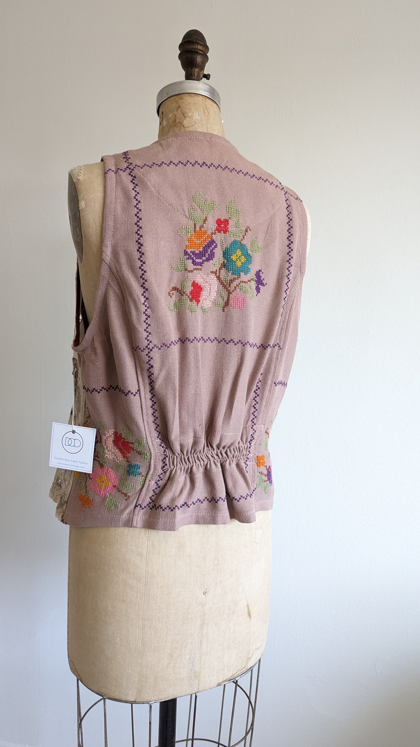 Margo Vest with Patchworked Upcycled Textiles S/M #MARGOV4