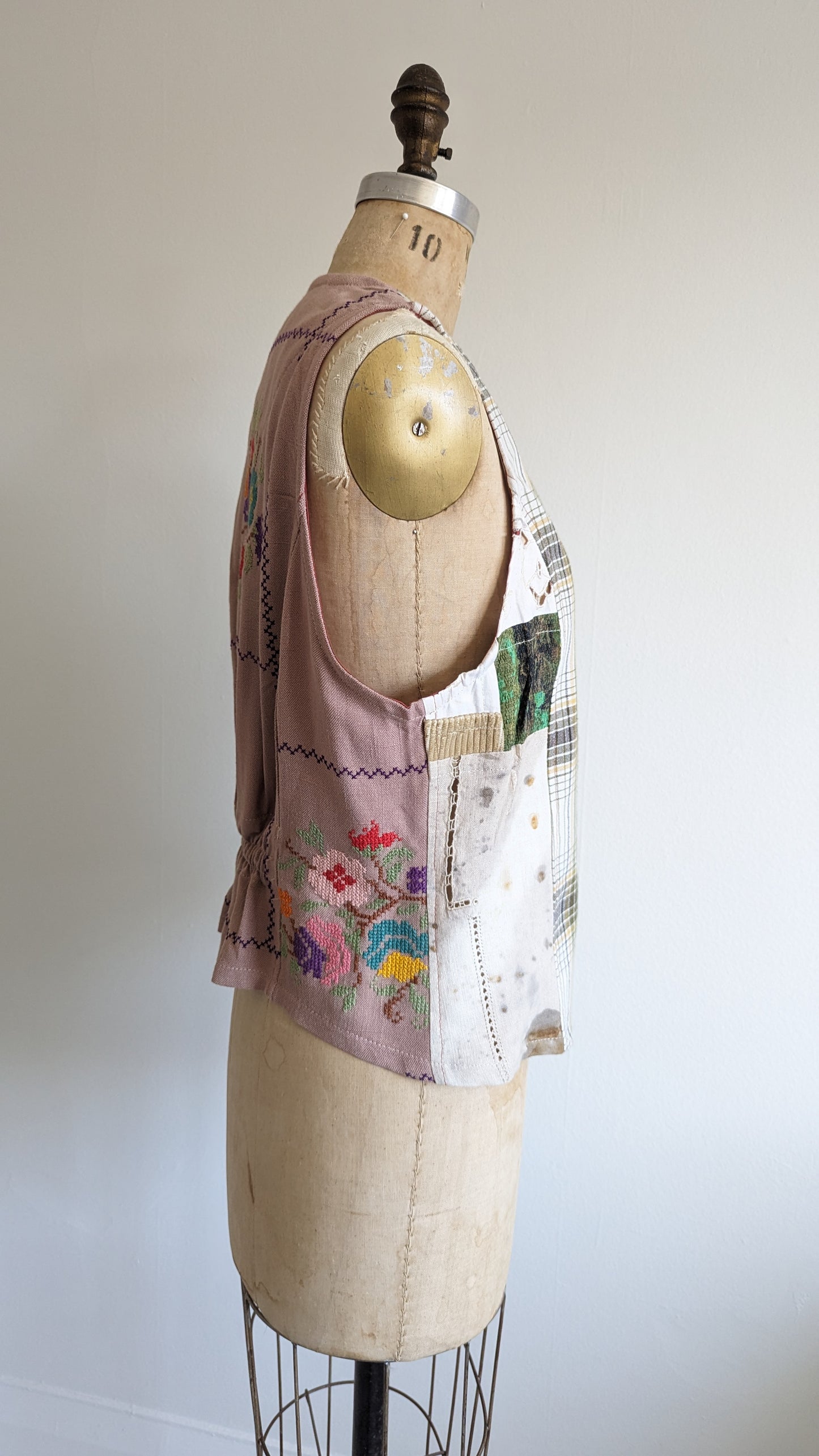 Margo Vest with Patchworked Upcycled Textiles S/M #MARGOV4