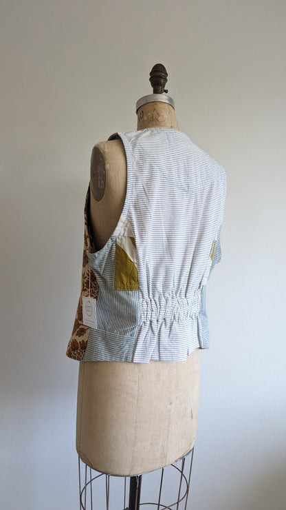 Margo Vest with Patchworked Upcycled Textiles M/L #MARGOV5