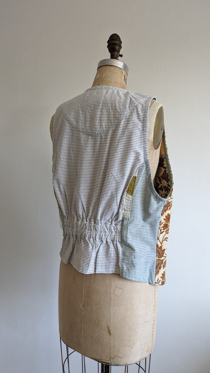 Margo Vest with Patchworked Upcycled Textiles M/L #MARGOV5