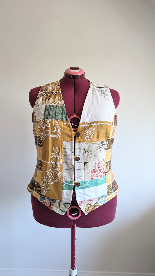Margo Vest with Patchworked Upcycled Textiles XL/2X #MARGOV7
