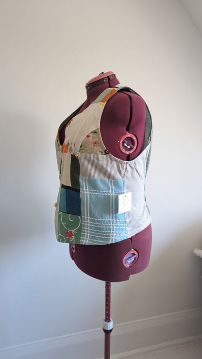 Margo Vest with Patchworked Upcycled Textiles XL/2X #MARGOV8