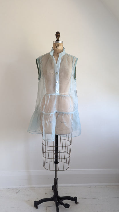 Carrie Dress - One of a Kind Upcycled & Vintage Sheer Mini Dress Size L/XL #CAR7