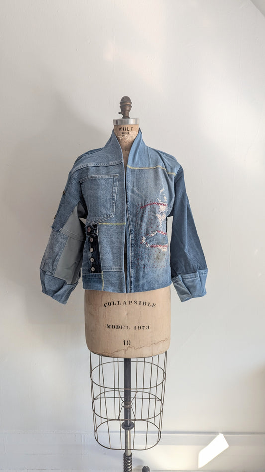 Vivianne Cropped Upcycled Denim Jacket Size M/L #VIVDEN1