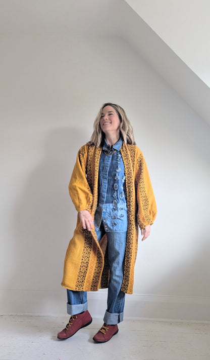 Vivianne Duster with Upcycled Vintage Draperies S/M #VIVT19