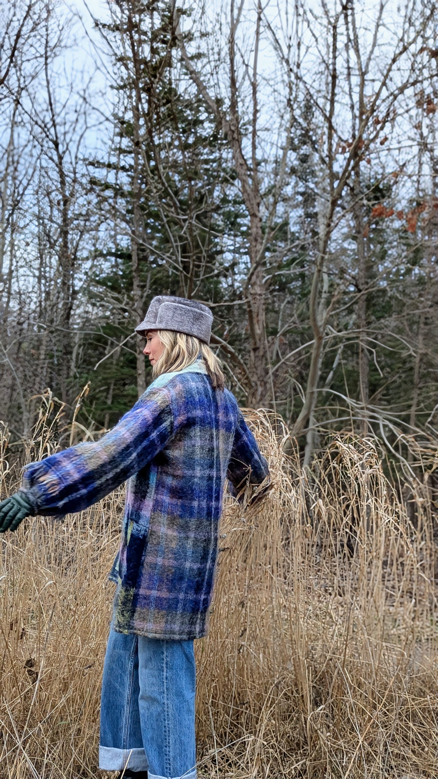 Vivianne Jacket with Upcycled Vintage Scottish Mohair Wool Size S/M #VIVW29