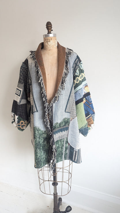 Vivianne Cropped Jacket with Upcycled Throw Blankets & Patchworked M/L #VIVT18