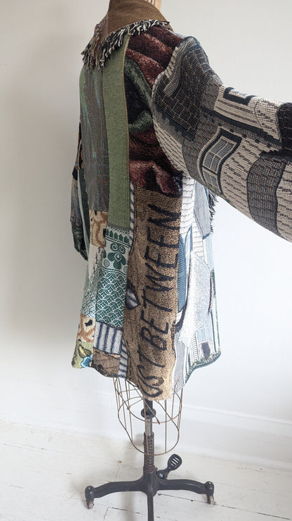 Vivianne Cropped Jacket with Upcycled Throw Blankets & Patchworked M/L #VIVT18